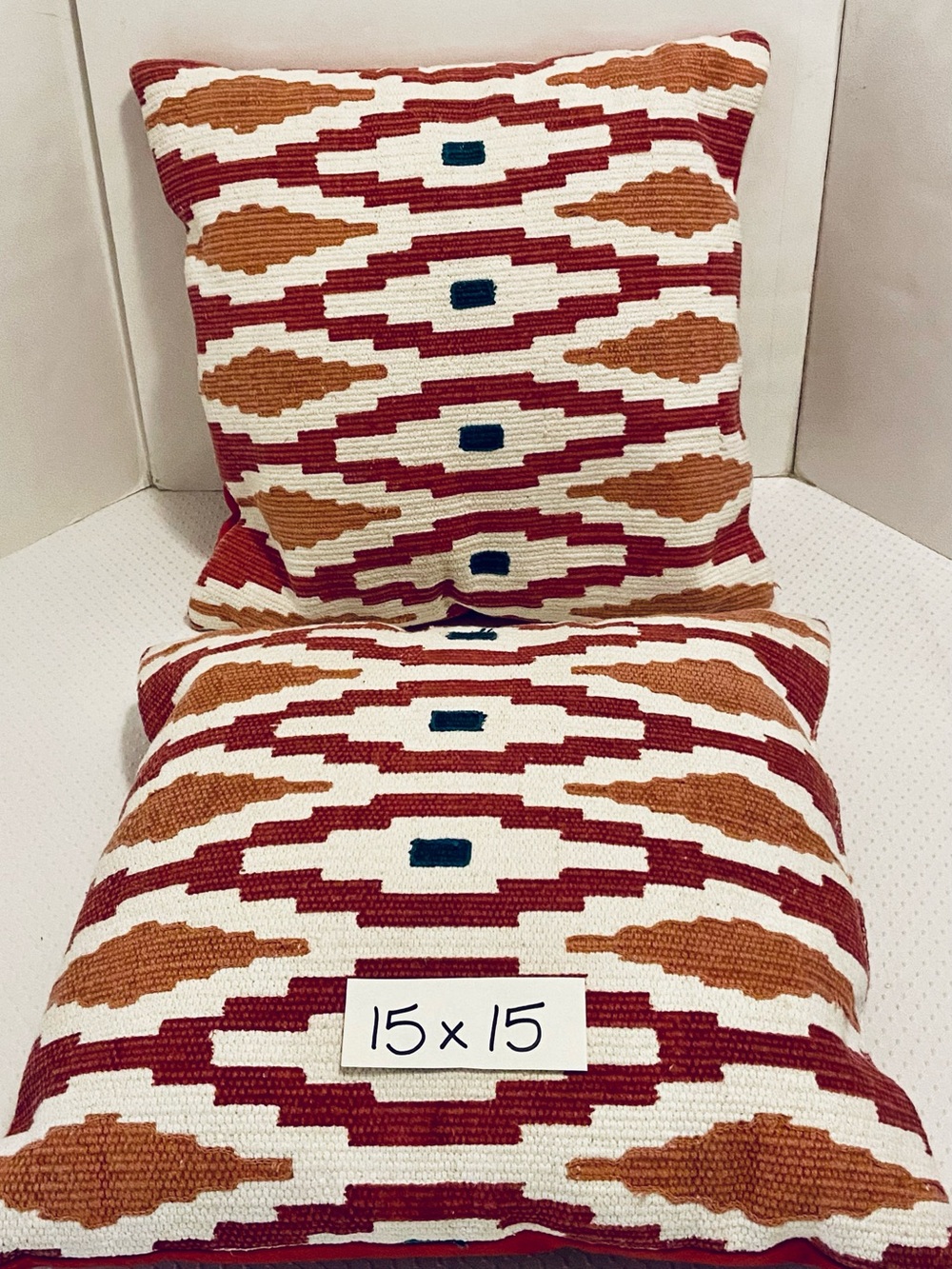 Woven Cotton Decorative Pair of Throw Pillows. Sold as pictured